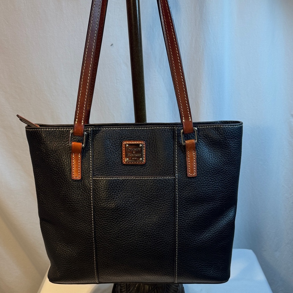 Dooney & Bourke Black Tote with Brown Handles